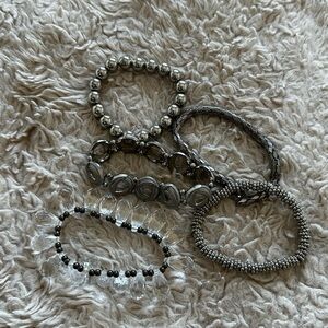 Elegant Silver and Black Bracelet Bundle